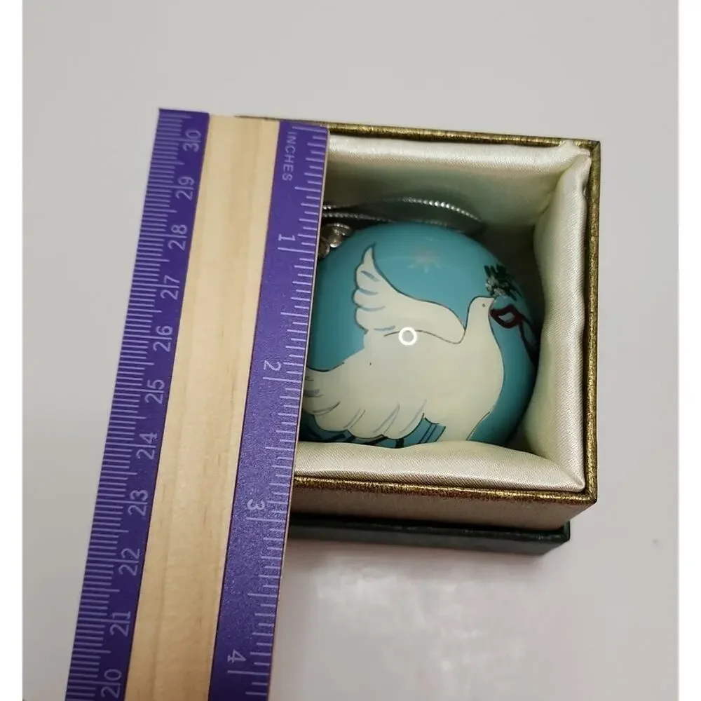 Pier 1 Li Bien Christmas Ornament Ball 2014 Dove Reverse Inside Painted In Box